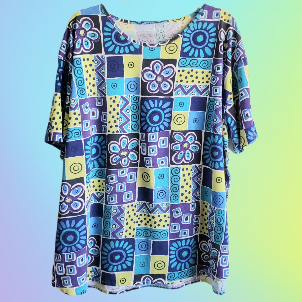 90's Colorblock Floral Top